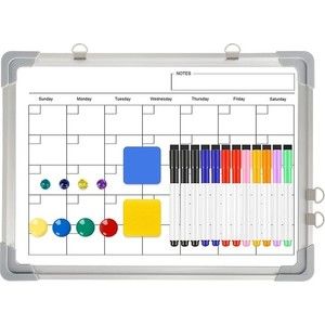 Monthly Calendar Dry Erase Whiteboard for Wall, 16" x 12" Magnetic WhiteBo